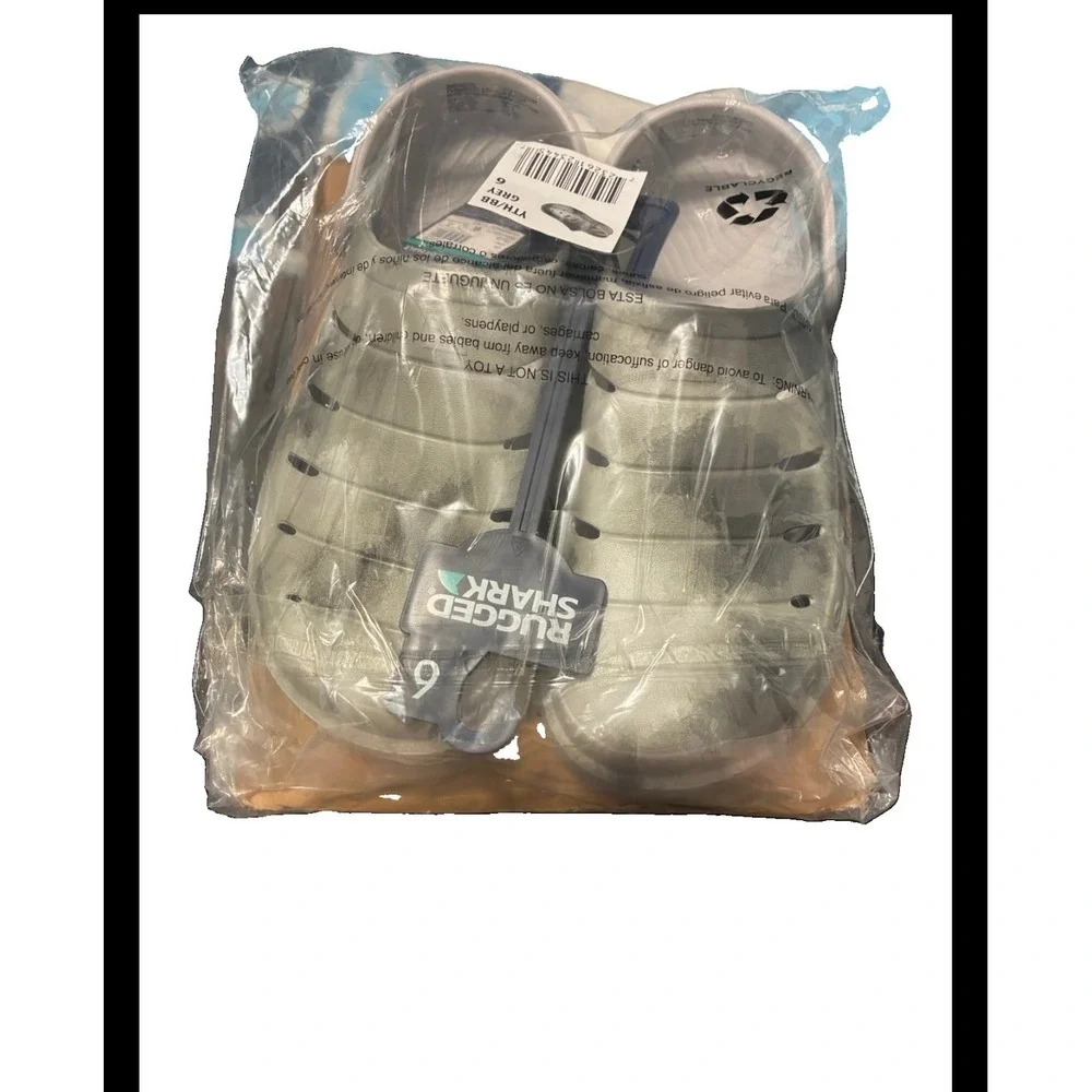 Rugged Shark Youth EVA Clogs Grey Camo Water Shoes Size 6 Kids Slip On Sandals